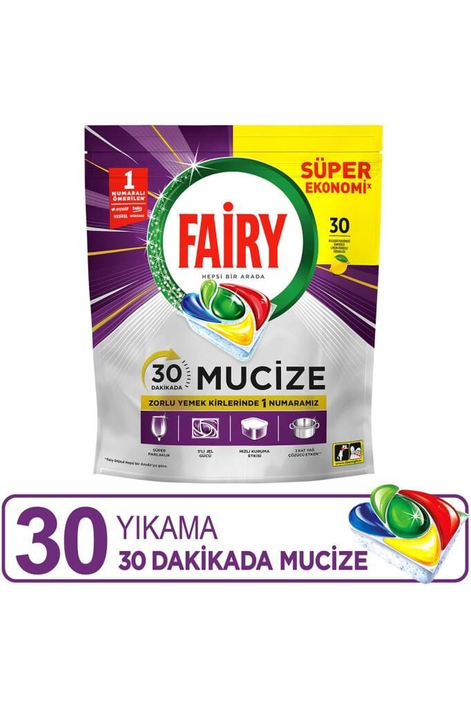 Fairy Mucize Bulaşık Makinesi Deterjanı Kapsülü/Tableti 30 Yıkama
